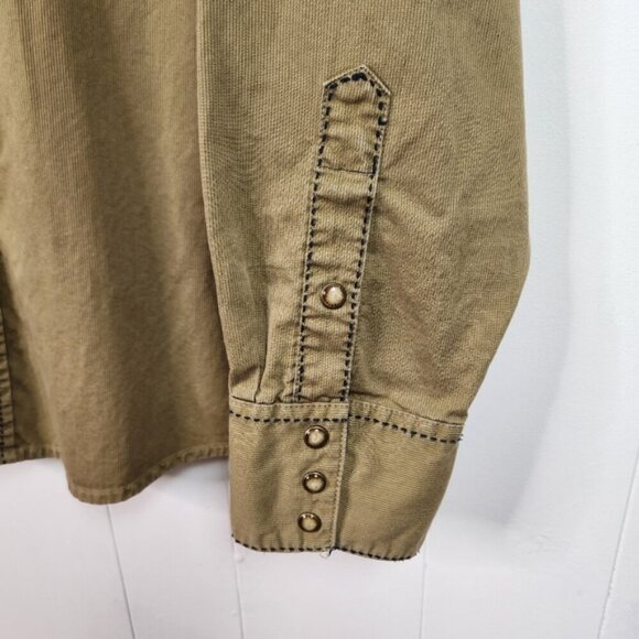 Twenty X Tan Corduroy Pearl Snap Western Button Down Shirt Slim Fit Mens XXL - Picture 5 of 14